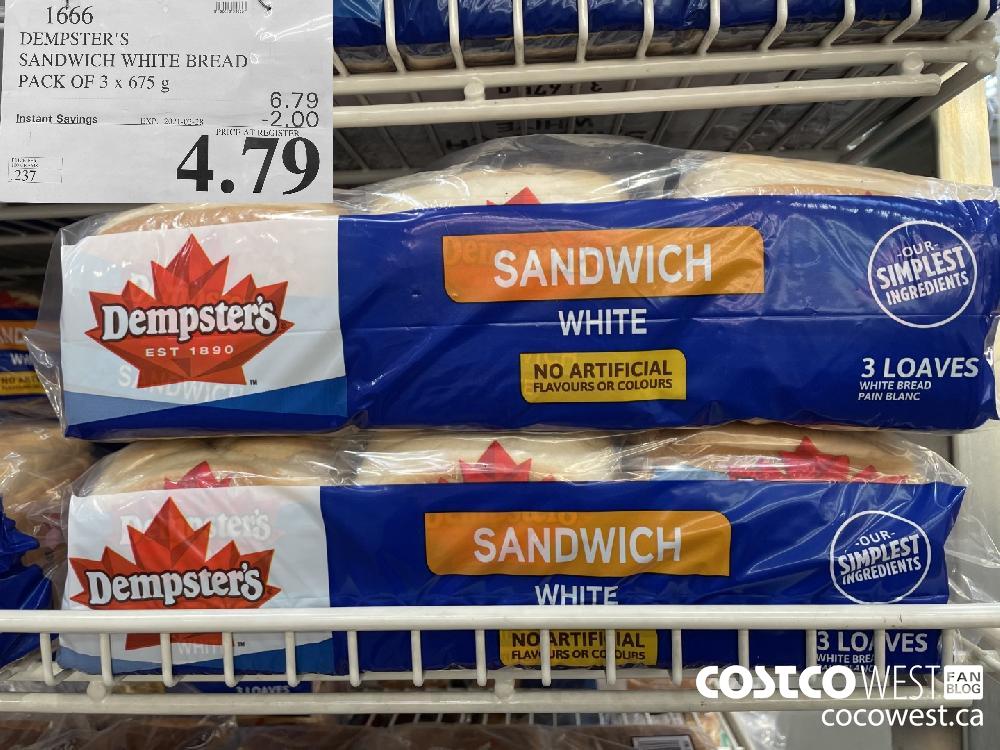 1666 DEMPSTER'S SANDWICH WHITE BREAD PACK OF 3 x 675 g EXPIRY DATE: 2021-02-28 $4.79