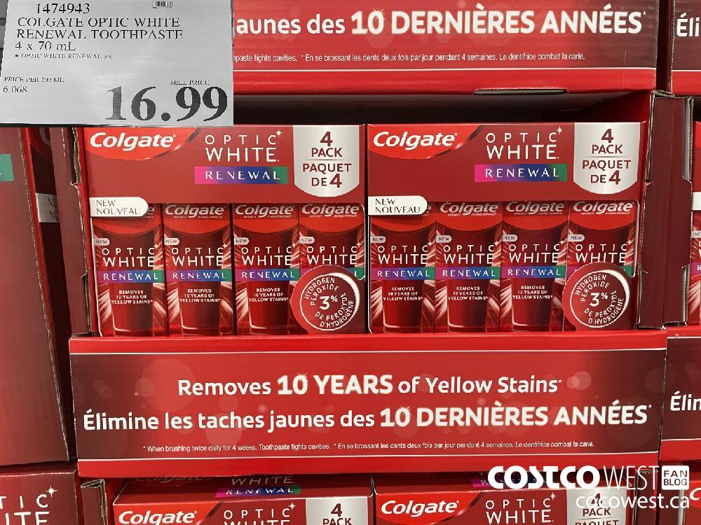 1474943 COLGATE OPTIC WHITE RENEWAL TOOTHPASTE 4 x 70 mL $16.99