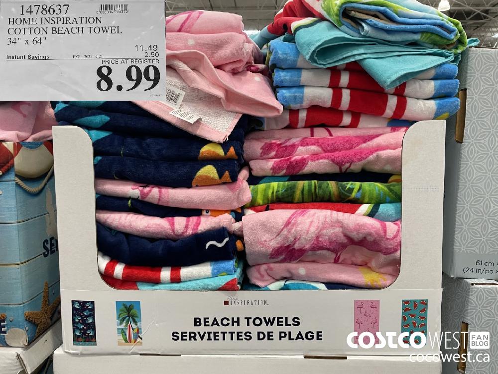 1478637 HOME INSPIRATION COTTON BEACH TOWEL 34" x 64" EXPIRY DATE: 2021-02-21 $8.99