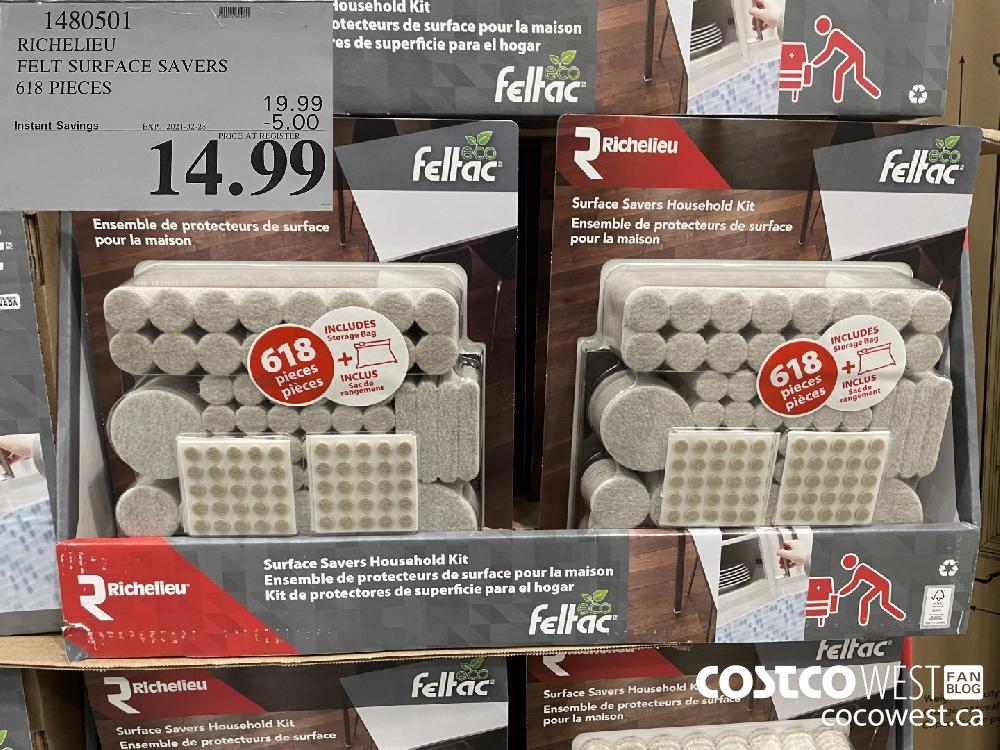 1480501 RICHELIEU FELT SURFACE SAVERS 618 PIECES EXPIRY DATE: 2021-02-28 $14.99