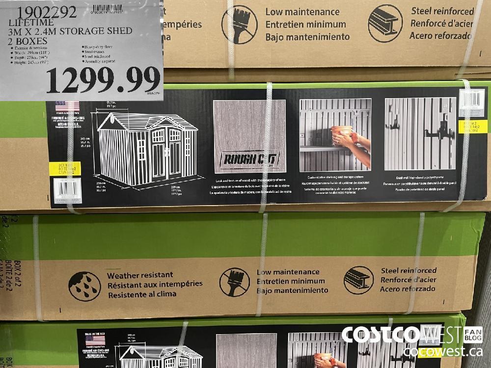 1902292 LIFETIME 3M X 2.4M STORAGE SHED 2 BOXES $1299.99