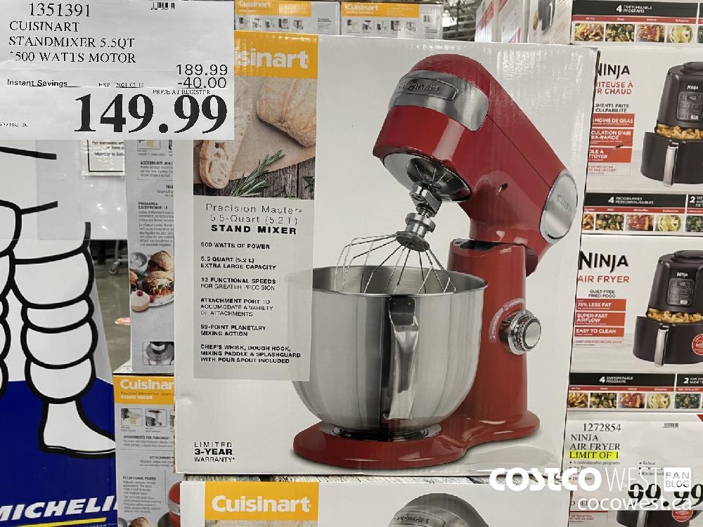 1351391 CUISINART STANDMIXER 5.5QT 500 WATTS MOTOR EXPIRY DATE: 2021-03-14 $149.99