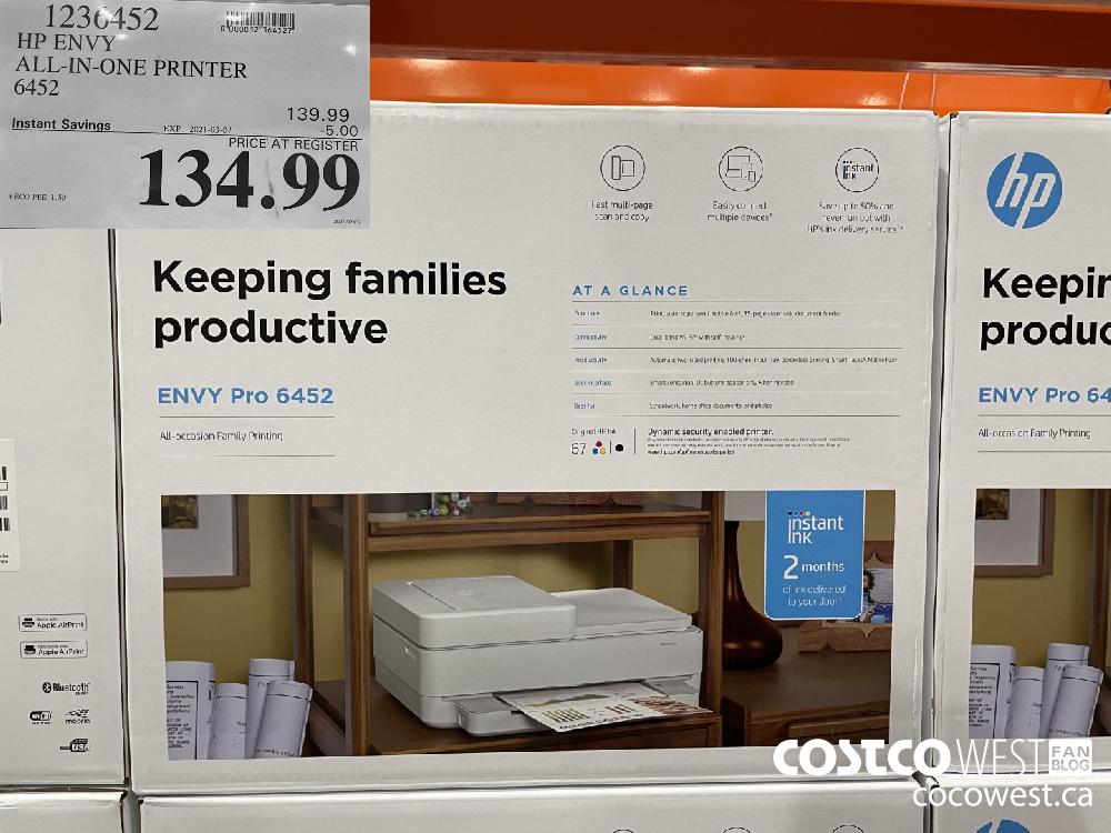 1236452 HP ENVY ALL-IN-ONE PRINTER 6452 EXPIRY DATE: 2021-03-07 $134.99