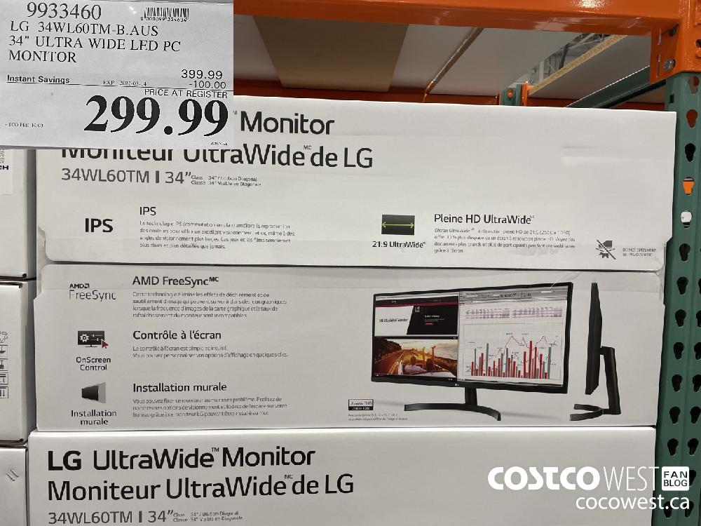 9933460 LG 34WL60TM-B.AUS 34" ULTRA WIDE LED PC MONITOR EXPIRY DATE: 2021-03-14 $299.99