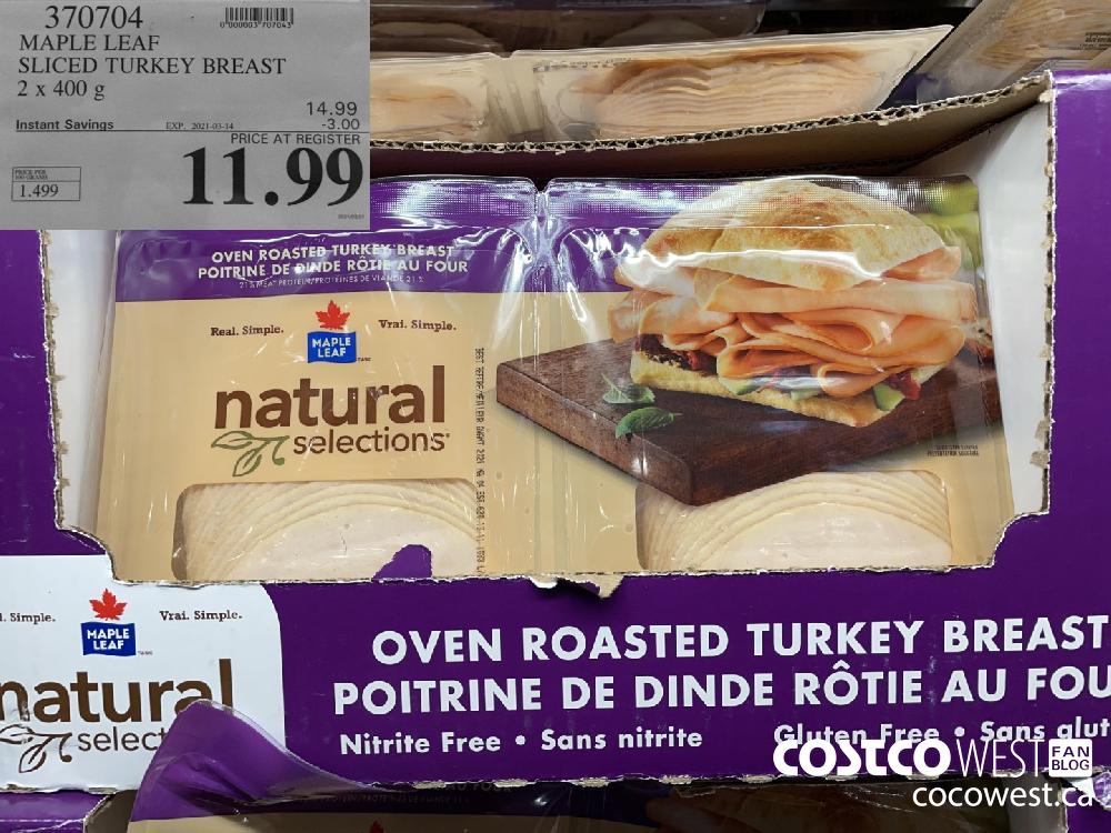 370704 MAPLE LEAF SLICED TURKEY BREAST 2 x 400 g EXPIRY DATE: 2021-03-14 $11.99