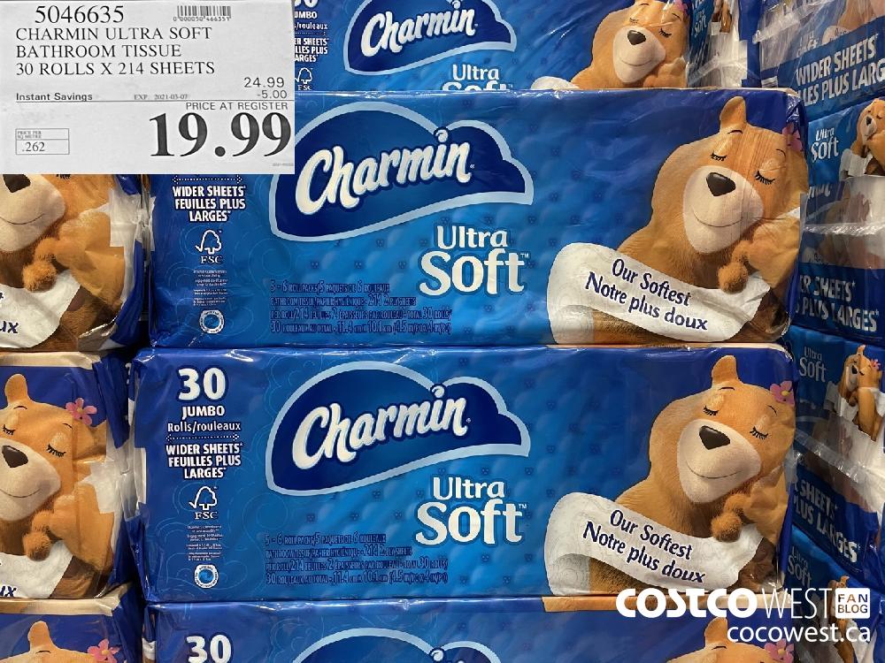 5046635 CHARMIN ULTRA SOFT BATHROOM TISSUE 30 ROLLS X 214 SHEETS EXPIRY DATE: 2021-03-07 $19.99