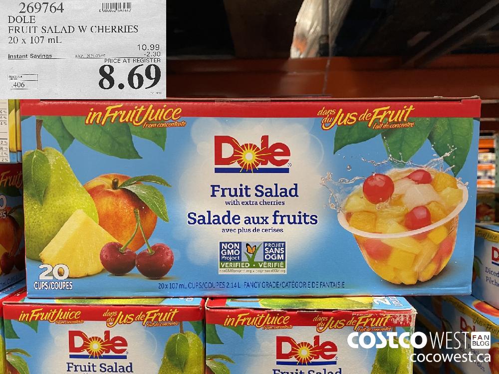 269764 DOLE FRUIT SALAD W CHERRIES 20 x 107 mL EXPIRY DATE: 2021-03-07 $8.69