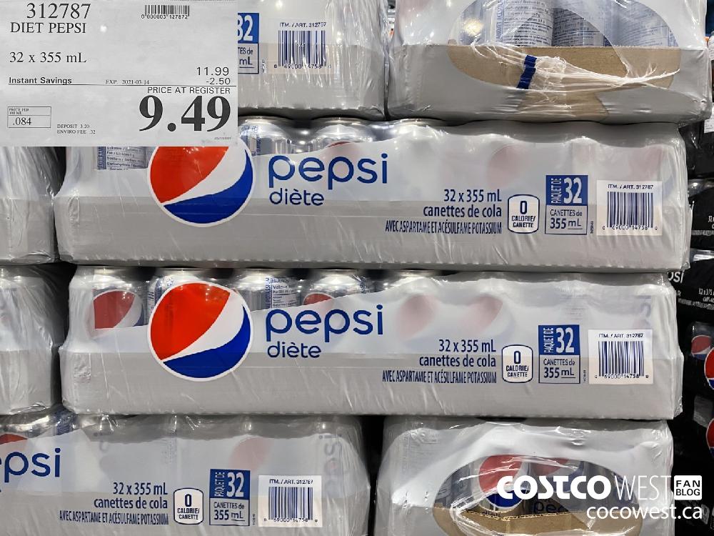 312787 DIET PEPSI 32 x 355 mL EXPIRY DATE: 2021-03-14 $9.49