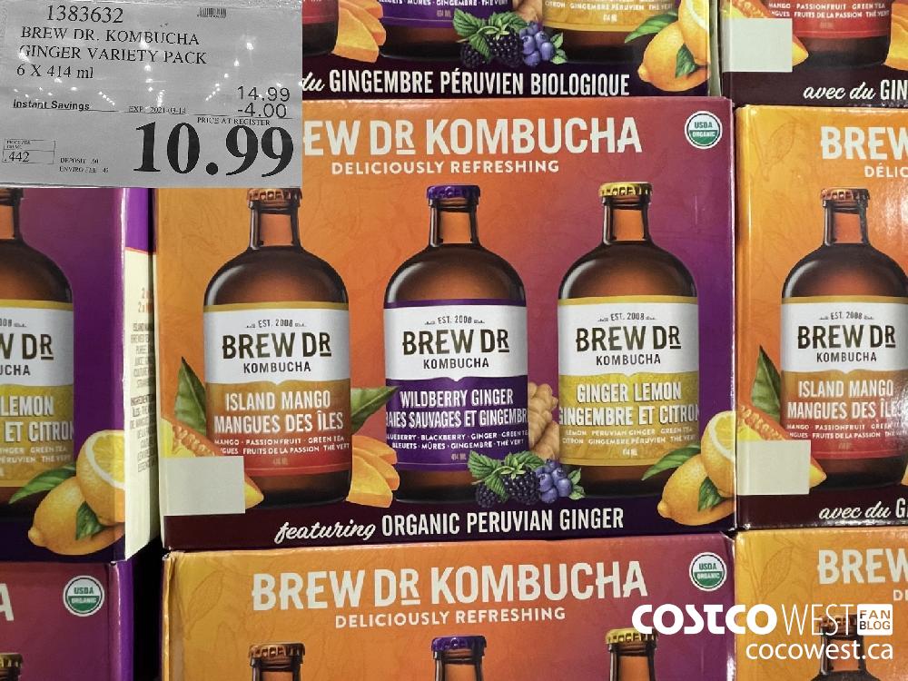 1383632 BREW DR. KOMBUCHA GINGER VARIETY PACK 6 X 414 ml EXPIRY DATE: 2021-03-14 $10.99