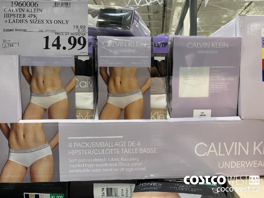 1960006 CALVIN KLEIN HIPSTER 4PK LADIES SIZES XS ONLY EXPIRY DATE: 2021-03-07 $14.99