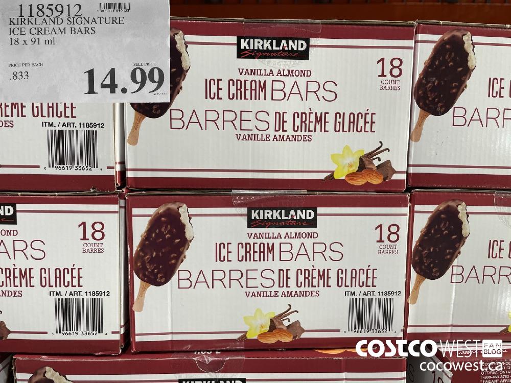 1185912 KIRKLAND SIGNATURE ICE CREAM BARS 18 x 91 ml $14.99