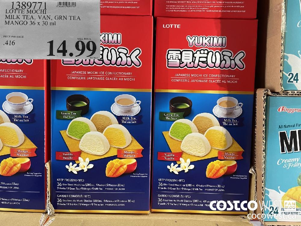 1389771 LOTTE MOCHI MILK TEA VAN GRN TEA MANGO 36 x 30 ml $14.99