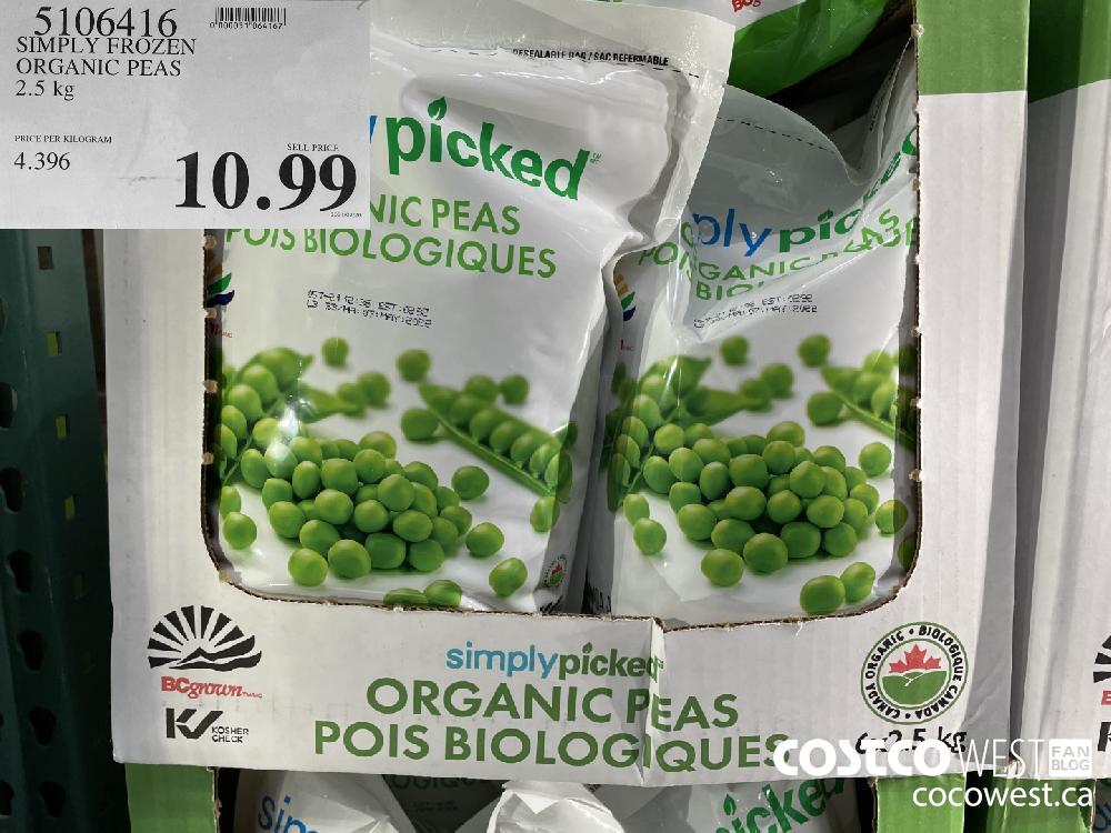5106416 SIMPLY FROZEN ORGANIC PEAS 2.5 kg $10.99