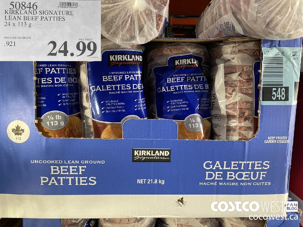 50846 KIRKLAND SIGNATURE LEAN BEEF PATTIES 24 x 113 g $24.99