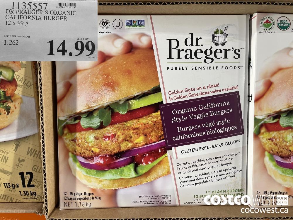 1135557 DR PRAEGER'S ORGANIC CALIFORNIA BURGER 12 x 99 g $14.99