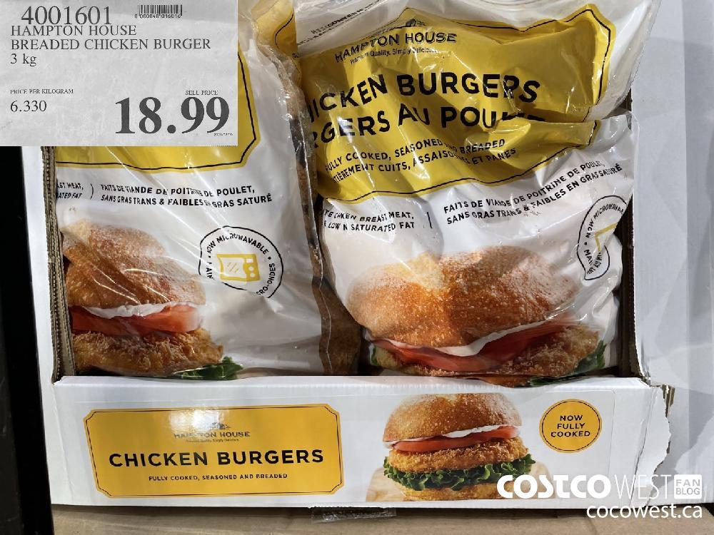 4001601 HAMPTON HOUSE BREADED CHICKEN BURGER 3 kg $18.99