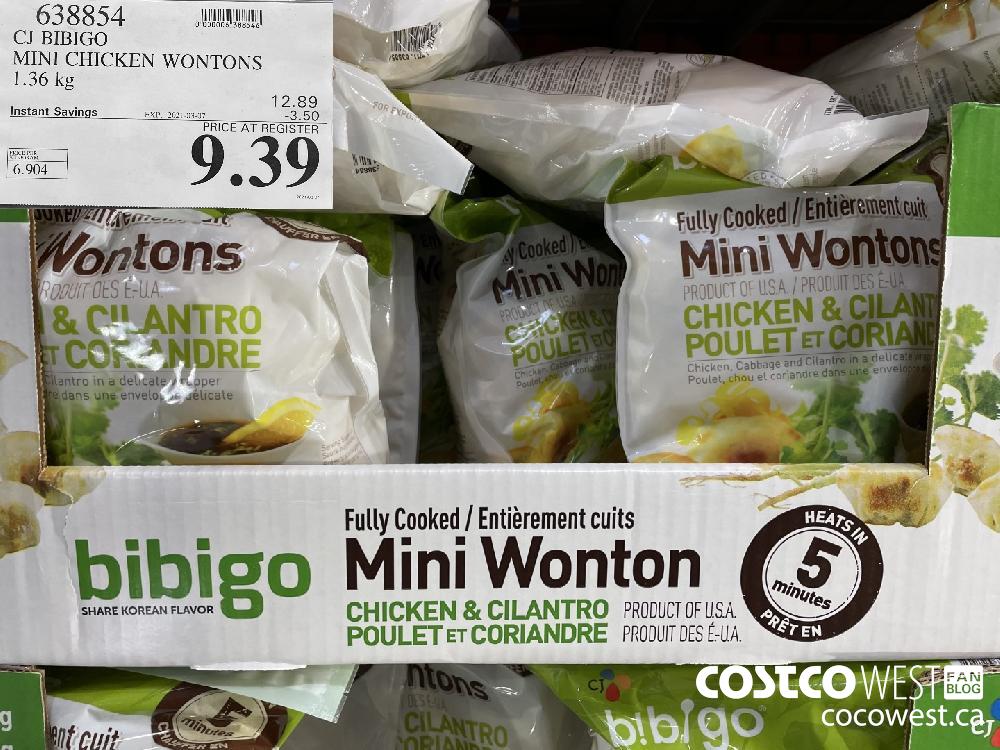 638854 CJ BIBIGO MINI CHICKEN WONTONS 1.36 kg EXPIRY DATE: 2021-03-07 $9.39