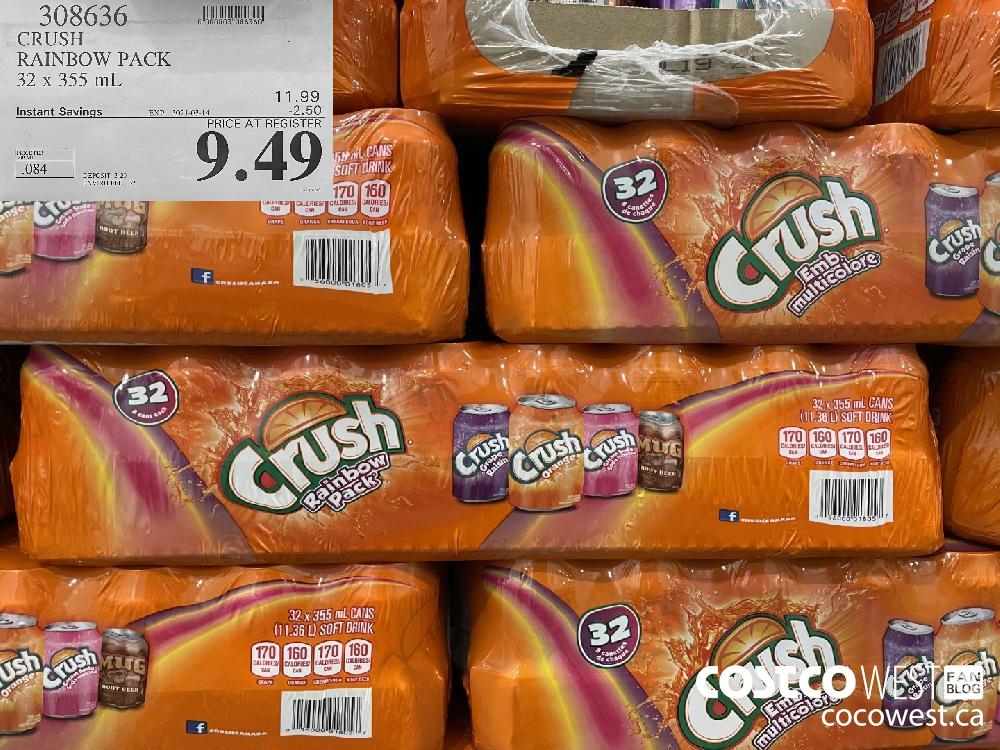 308636 CRUSH RAINBOW PACK 32 x 355 mL EXPIRY DATE: 2021-03-14 $9.49 