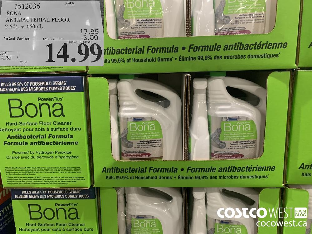 1512036 BONA ANTIBACTERIAL FLOOR 2.84L 650mL EXPIRY DATE: 2021-03-14 $14.99