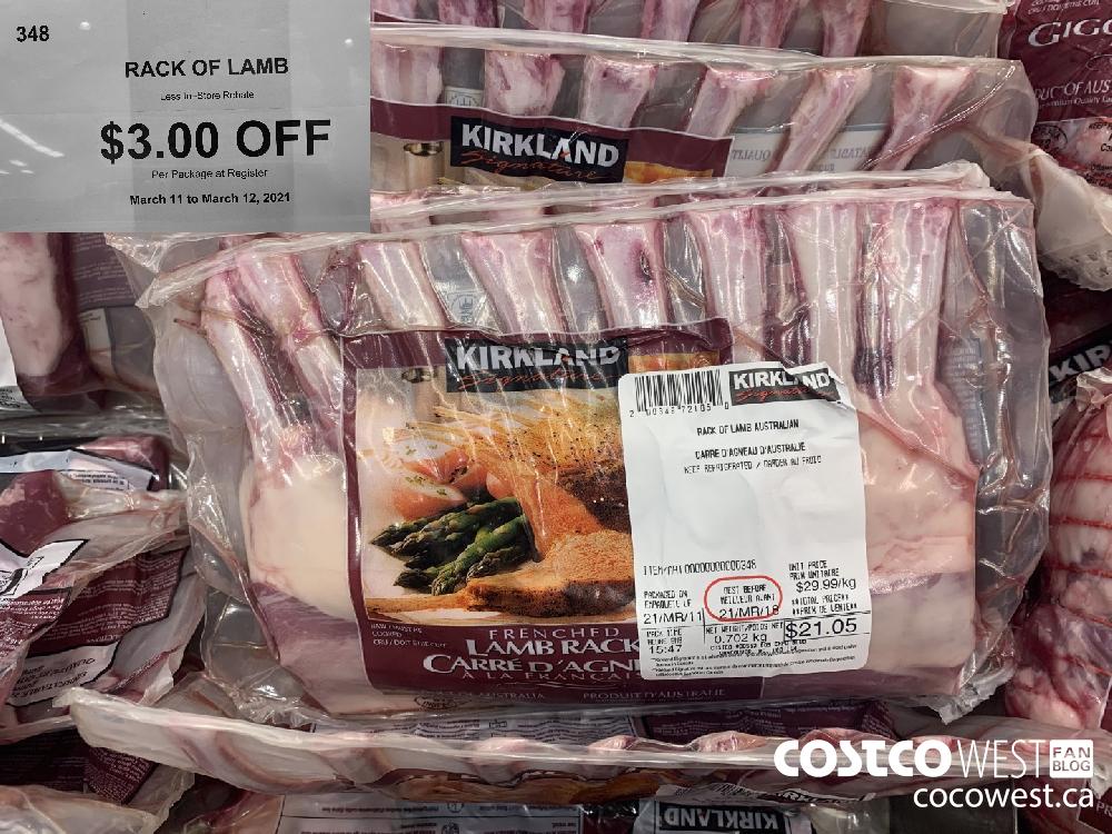 348 RACK OF LAMB Less In-Store Rebate $3.00 OFF Per Package at Register March 11 to March 12 2021