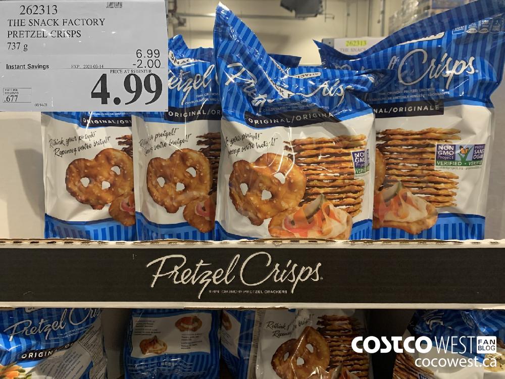 262313 THE SNACK FACTORY PRETZEL CRISPS 737 g EXPIRY DATE: 2021-03-14 $4.99