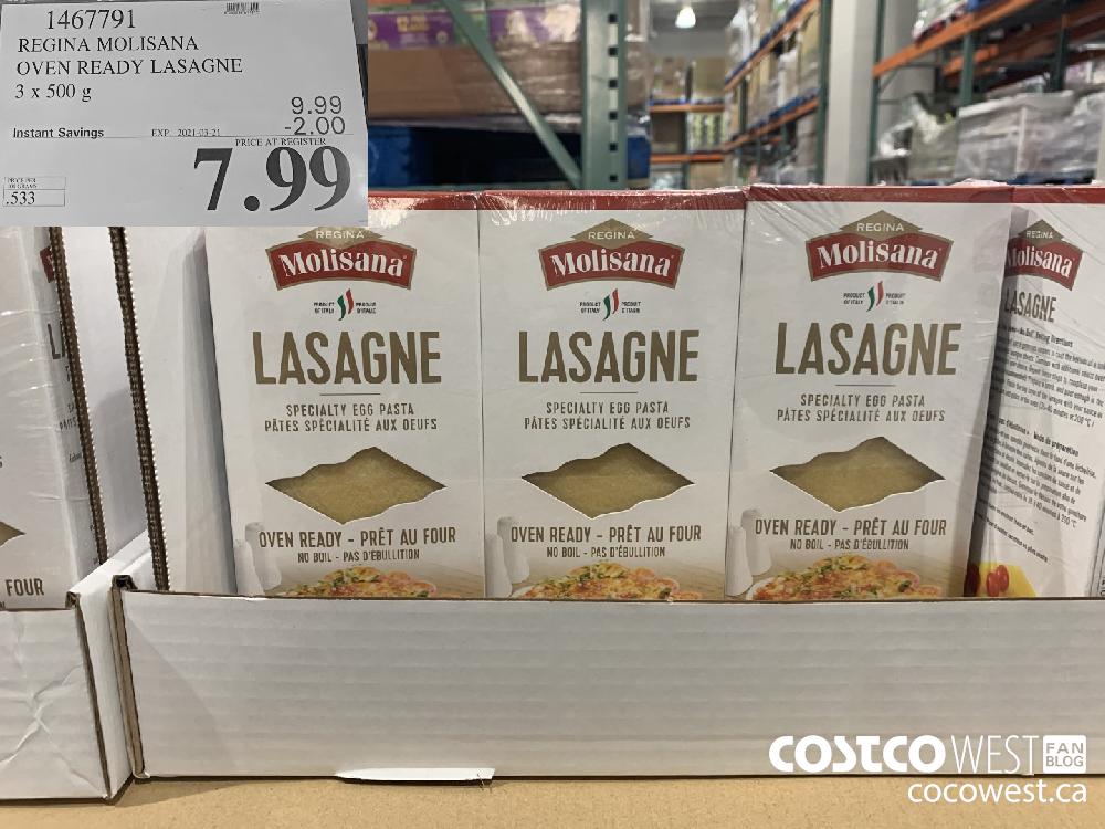 1467791 REGINA MOLISANA OVEN READY LASAGNE 3x 500g EXPIRY DATE: 2021-03-21 $7.99