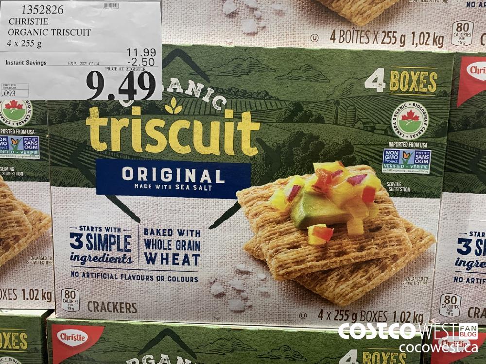 1352826 CHRISTIE ORGANIC TRISCUIT 4 x 255 g EXPIRY DATE: 2021-03-14 $9.49