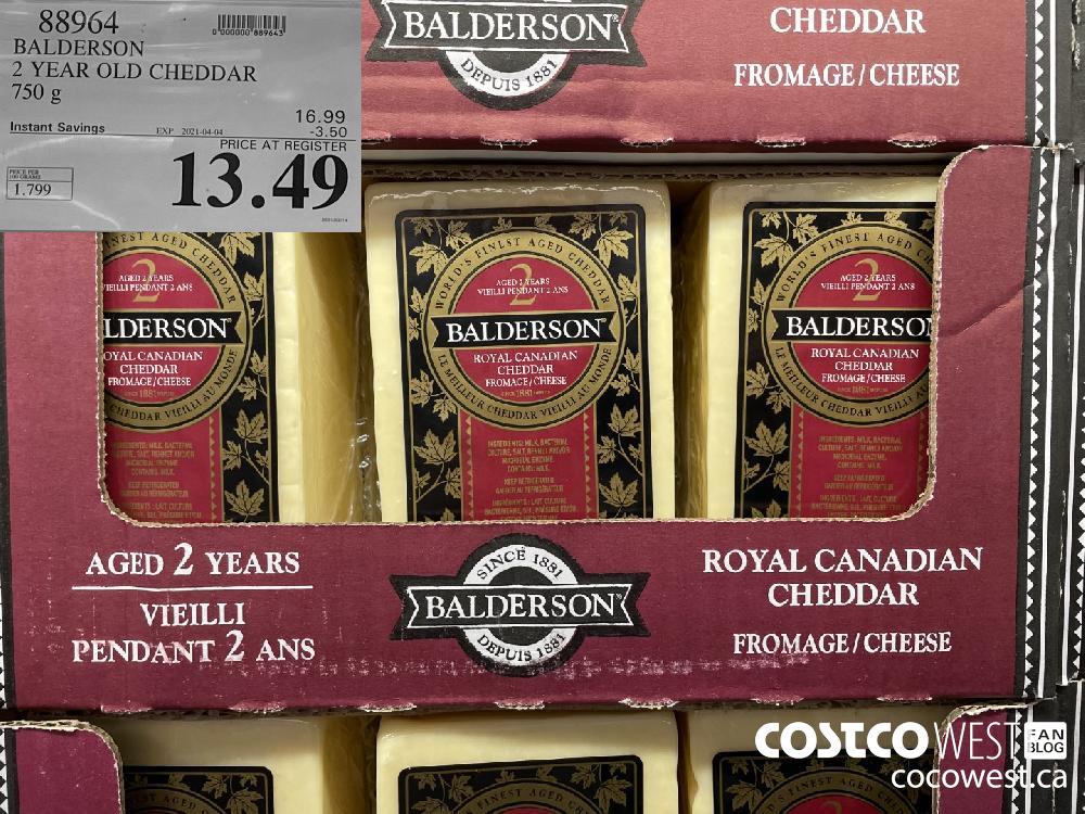 88964 BALDERSON 2 YEAR OLD CHEDDAR 750 g EXPIRY DATE: 2021-04-04 $13.49
