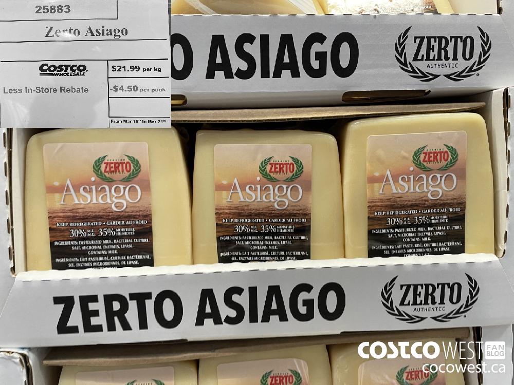 35883 Zerto Asiago Less In-Store Rebate -$4.50 per pack From Mar 15 to Mar 21