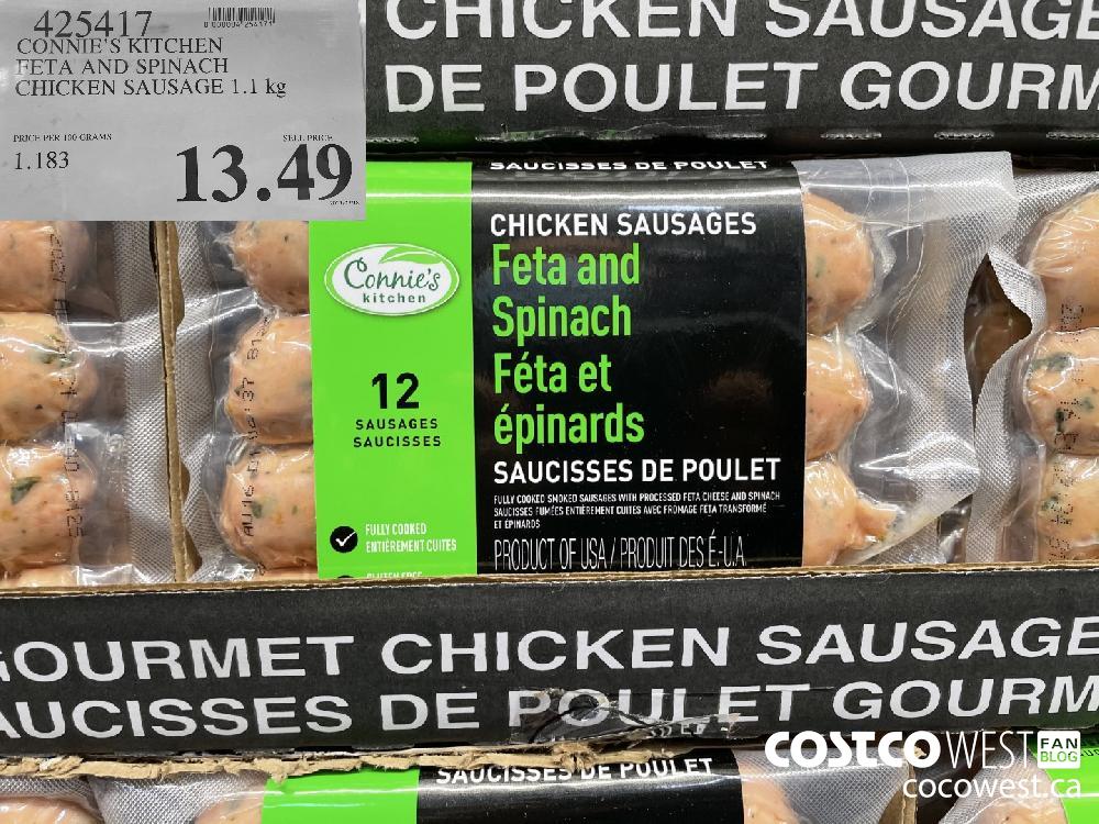 425417 CONNIE'S KITCHEN FETA AND SPINACH CHICKEN SAUSAGE 1.1 kg $13.49