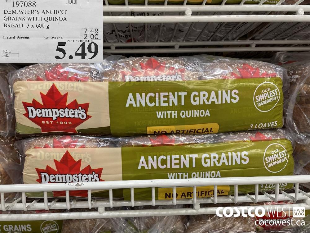 197088 DEMPSTER'S ANCIENT GRAINS WITH QUINOA BREAD 3 x 600 g EXPIRY DATE: 2021-03-21 $5.49