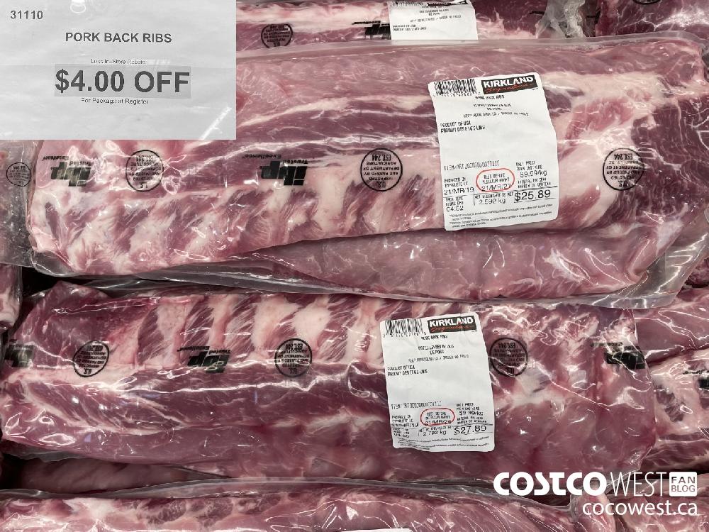 31110 PORK BACK RIBS Less In-Store Rebate $4.00 OFF Per Package at Register
