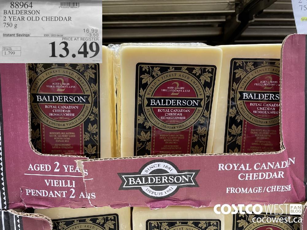 88964 BALDERSON 2 YEAR OLD CHEDDAR 750 g EXPIRY DATE: 2021-04-04 $13.49