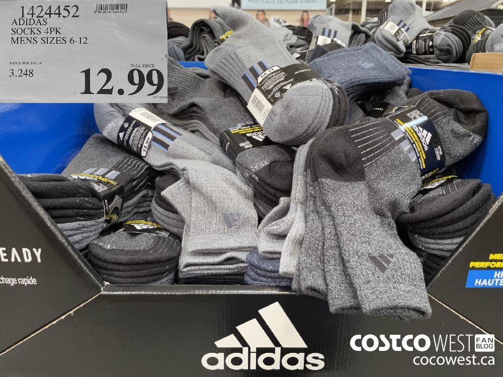 1424452 ADIDAS SOCKS 4PK MENS SIZES 6-12 $12.99