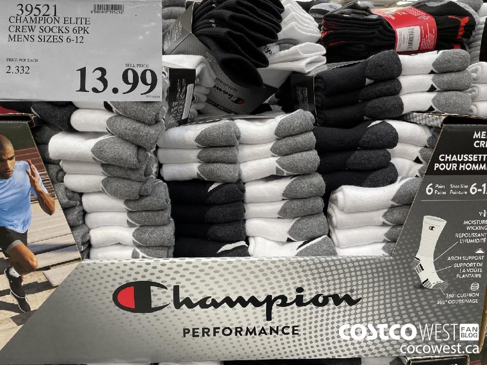 39521 CHAMPION ELITE CREW SOCKS 6PK MENS SIZES 6-12 $13.99