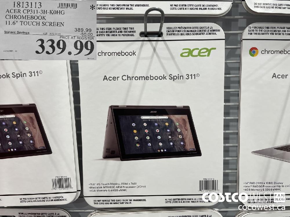 1813113 ACER CP311-3H-KOHG CHROMEBOOK 11.6" TOUCH SCREEN EXPIRY DATE: 2021-04-15 $339.99