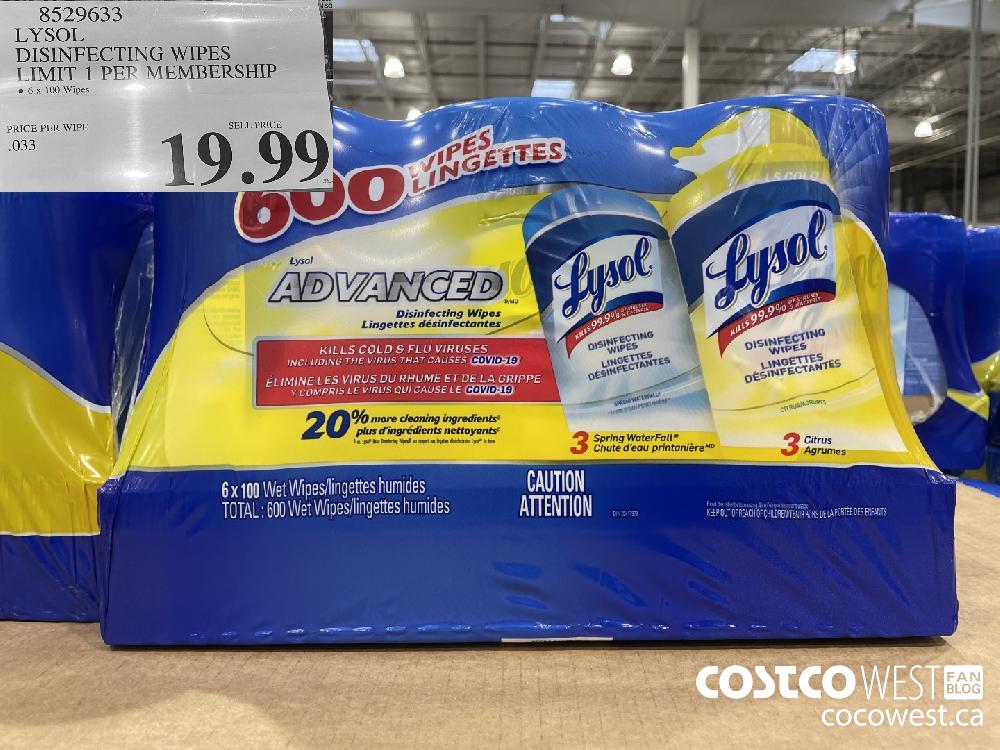 8529633 LYSOL DISINFECTING WIPES LIMIT 1 PER MEMBERSHIP $19.99