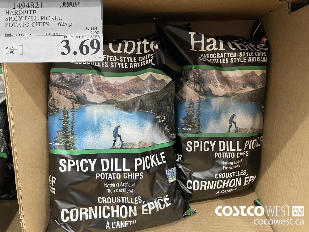 1494821 HARDBITE SPICY DILL PICKLE POTATO CHIPS 625 g EXPIRY DATE: 2021-04-11 $3.69