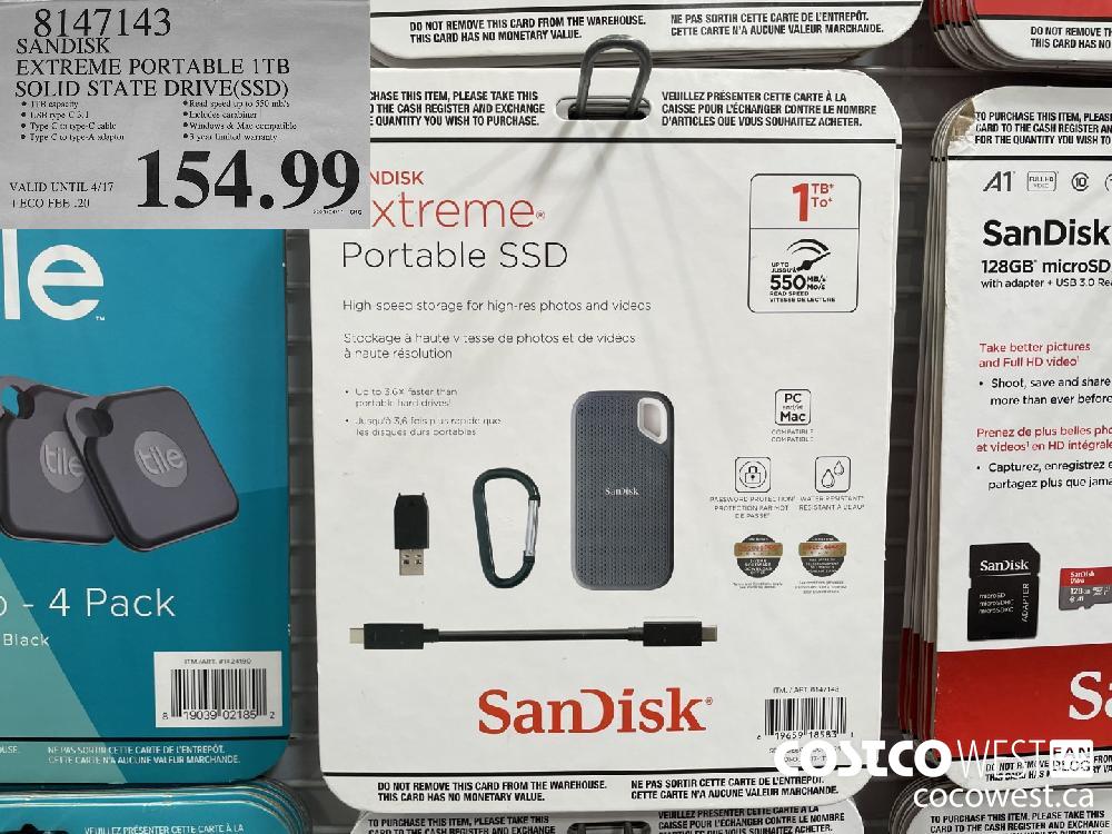 8147143 SANDISK EXTREME PORTABLE ITB SOLID STATE DRIVE(SSD) $154.99 