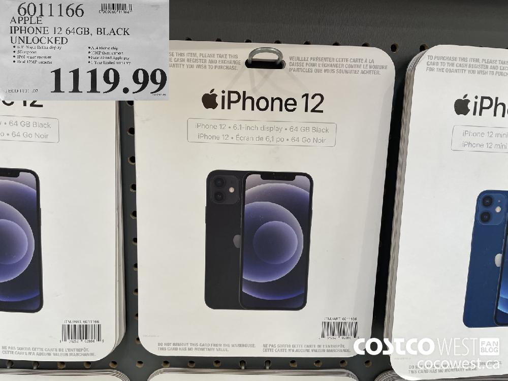 6011166 IPHONE 12 64GB BLACK UNLOCKED $1119.99 