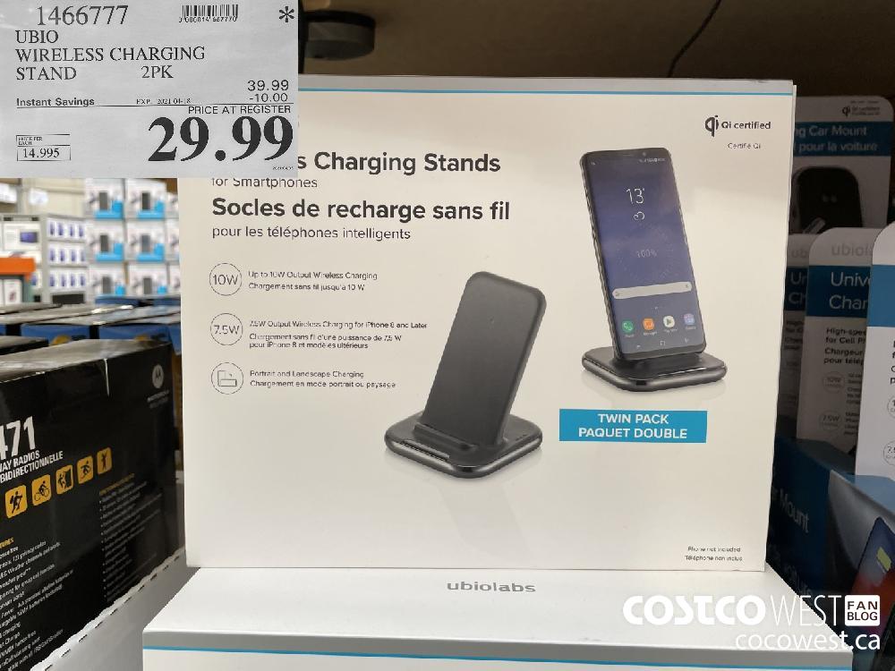1466777 UBIO WIRELESS CHARGING STAND 2PK EXPIRY DATE: 2021-04-18 $29.99 