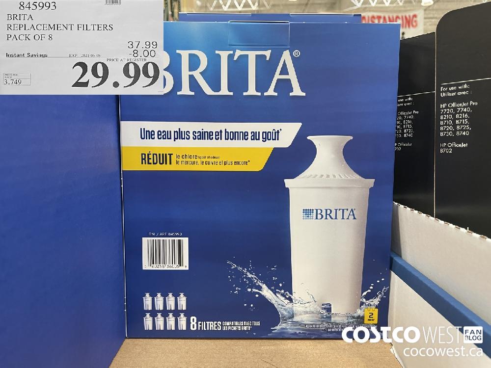 845993 BRITA REPLACEMENT FILTERS PACK OF 8 EXPIRY DATE: 2021-05-05 $29.99 