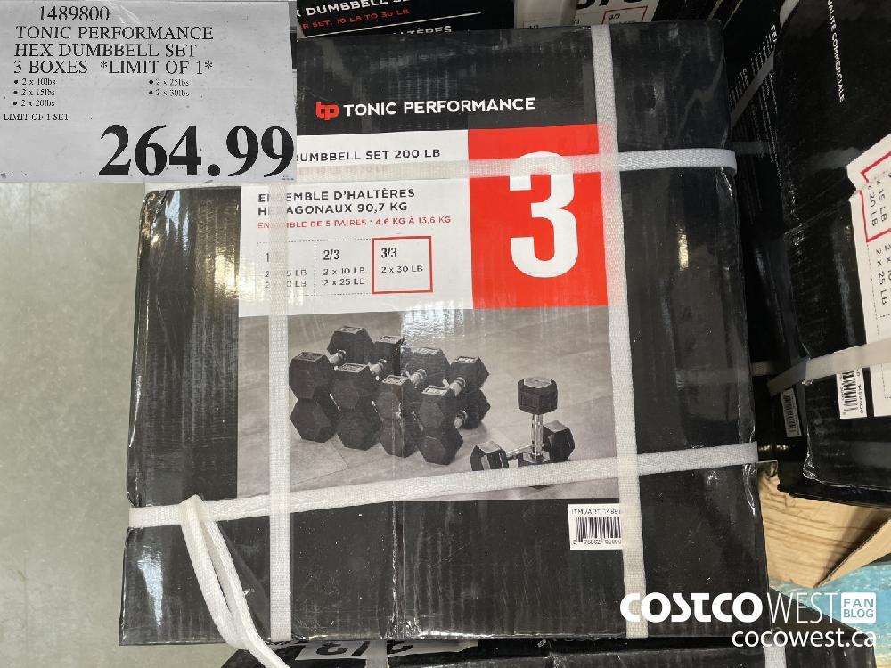 1489800 TONIC PERFORMANCE HEX DUMBBELL SET 3 BOXES *LIMIT OF 1* $264.99 