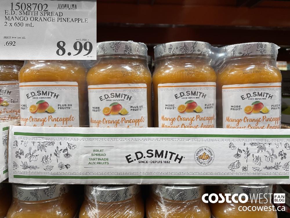 1508702 E.D. SMITH SPREAD MANGO ORANGE PINEAPPLE 2 x 650 mL $8.99 