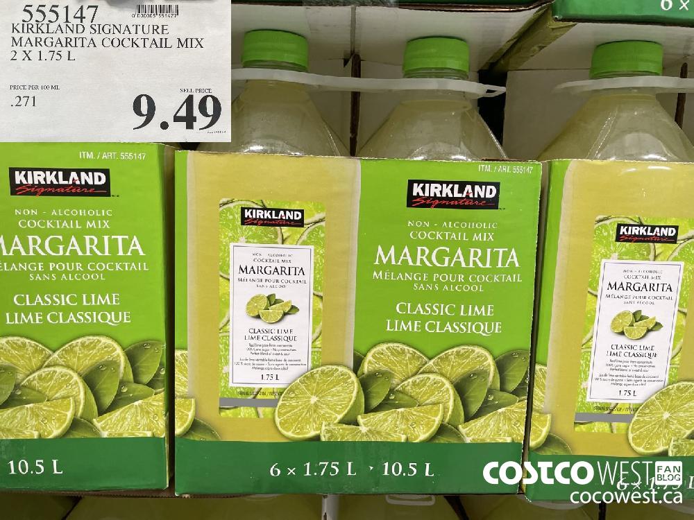 555147 KIRKLAND SIGNATURE MARGARITA COCKTAIL MIX 2 x 1.75 L $9.49