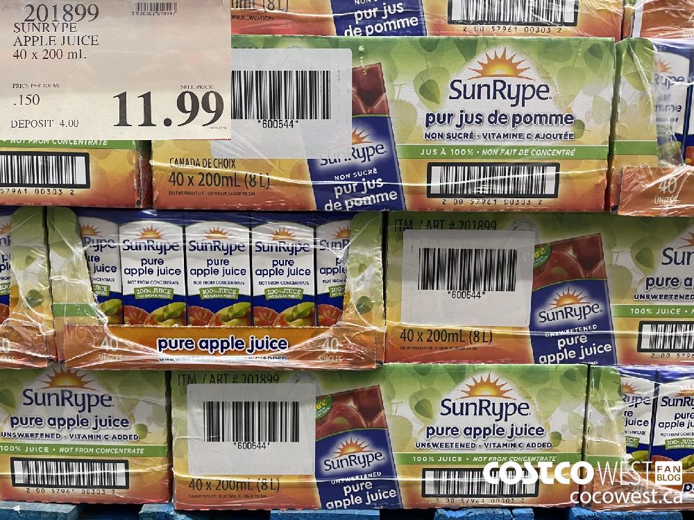 201899 SUNRYPE APPLE JUICE 40 x 200 mL $11.99