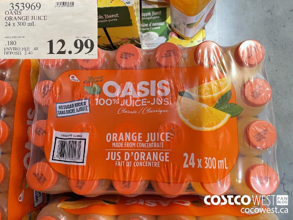 353969 OASIS ORANGE JUICE 24 x 300 mL $12.99