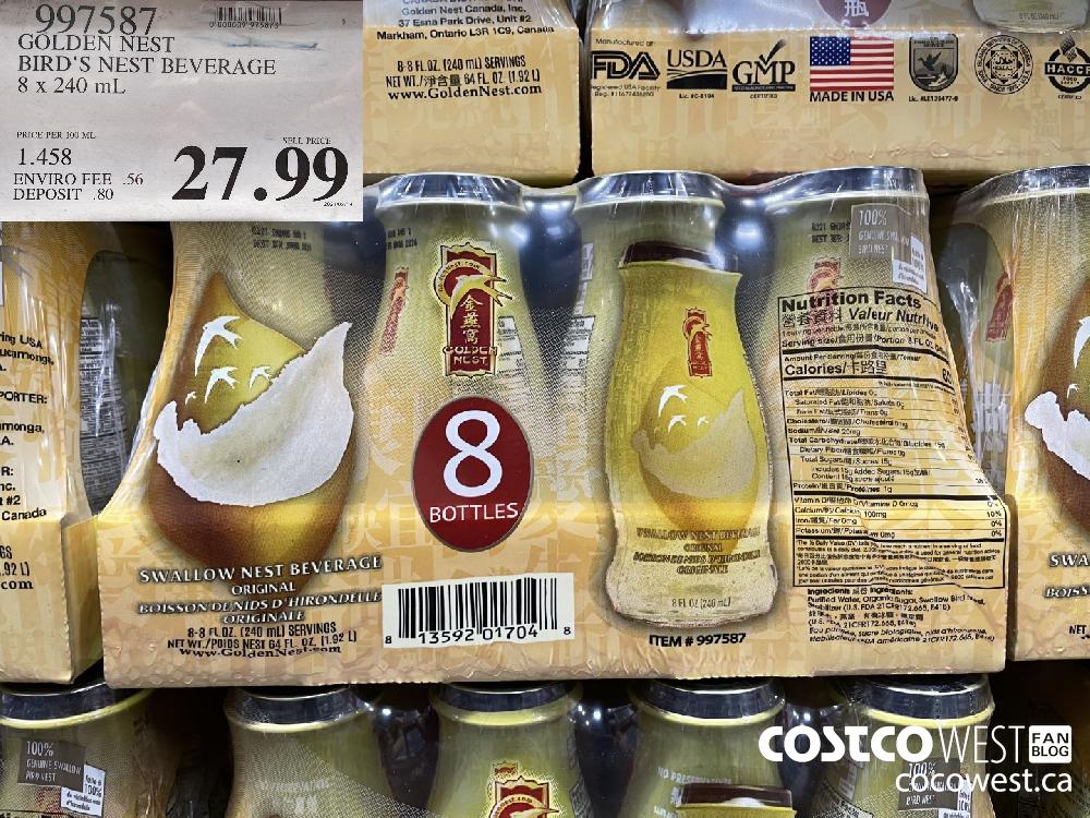 997587 GOLDEN NEST BIRD'S NEST BEVERAGE 8 x 240 mL $27.99