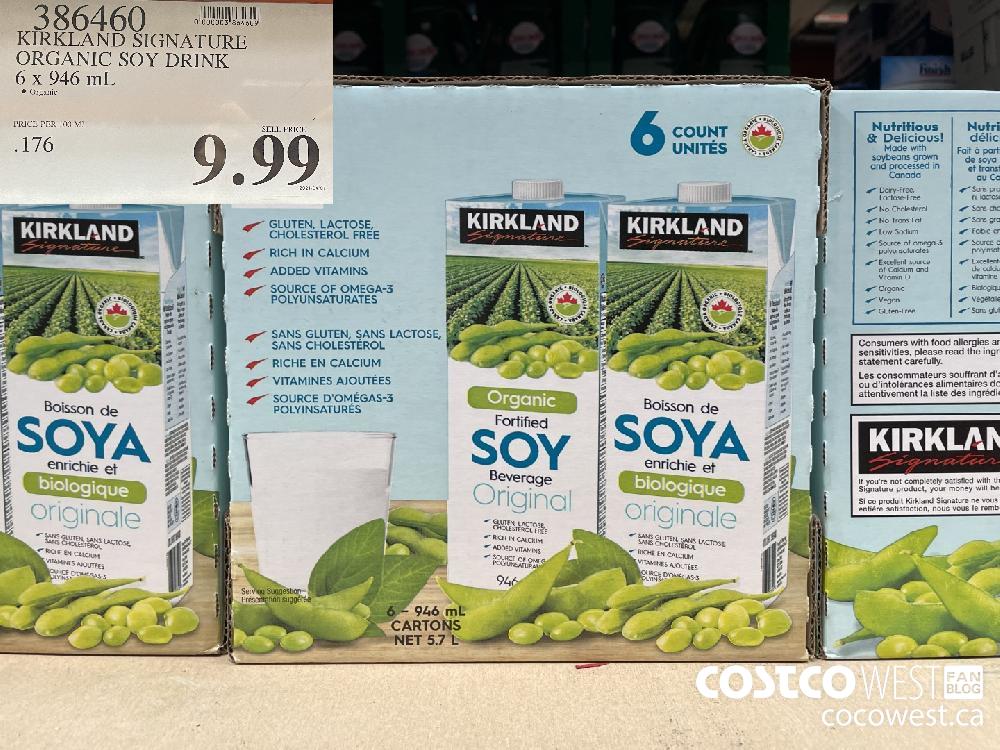 386460 KIRKLAND SIGNATURE ORGANIC SOY DRINK 6 x 946 mL $9.99