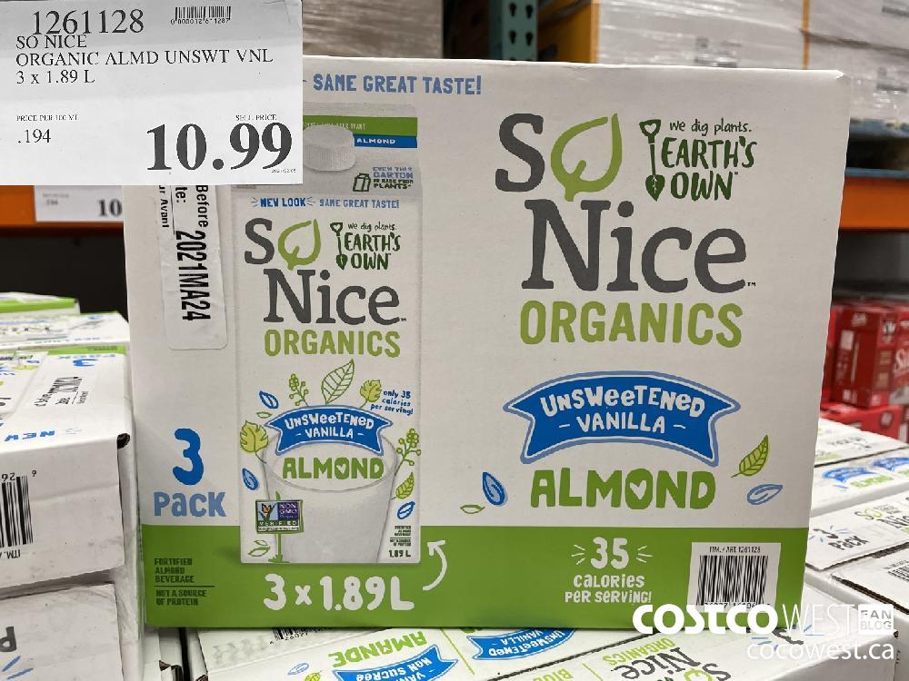 1261128 SO NICE ORGANIC ALMD UNSWT VNL 3 x 1.89 L $10.99